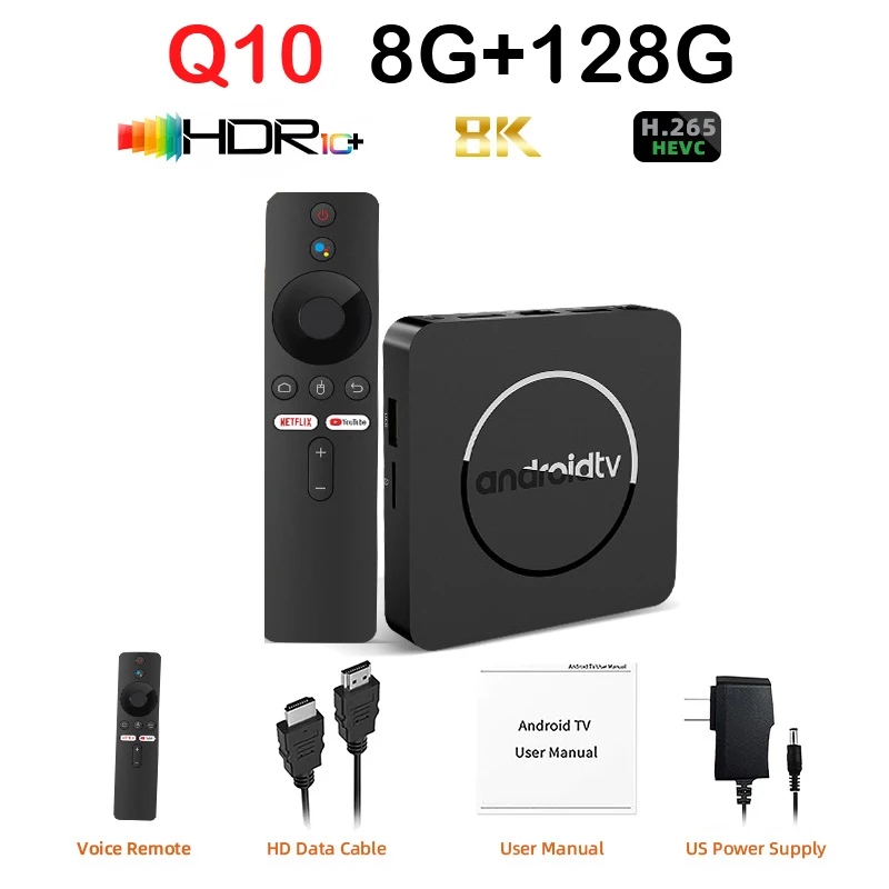 Q10 Android13 8K HDR10+ Smart TV Box Allwinner H313 128G Dual Wifi BT5.0 Телеприставка Медиаплеер с голосовым помощником Google