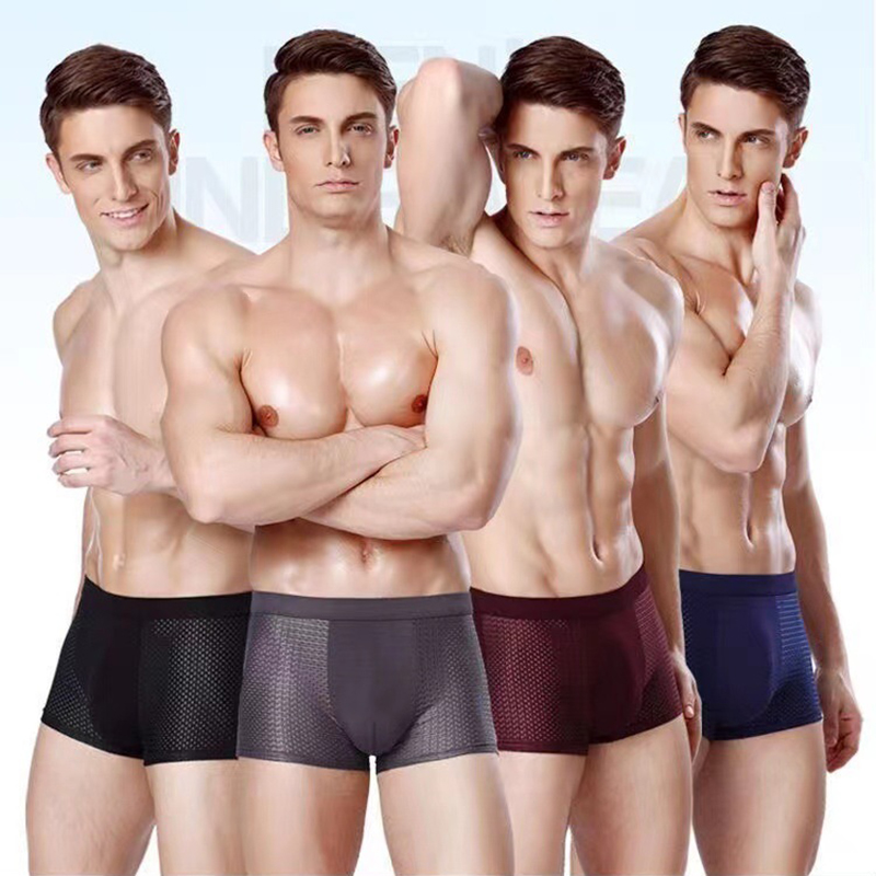 4 teile/los männer Unterwäsche Männer Boxer Shorts Eis Seide Mesh Boxershorts Plus Größe Höschen Sommer Sexy Atmungsaktive Unterhose