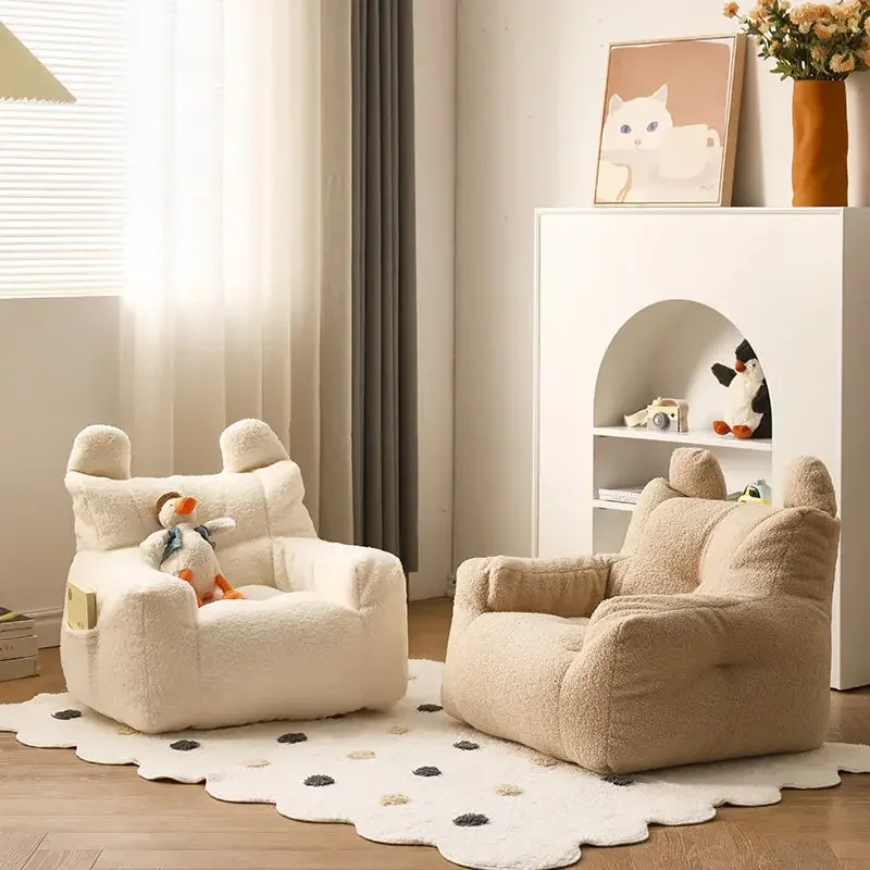 Bean Bag Sofa Cover Without Filler for Adults Children Soft Faux Cashmere Beanbag Armchair Floor Couch Lazy Chair 2024 New