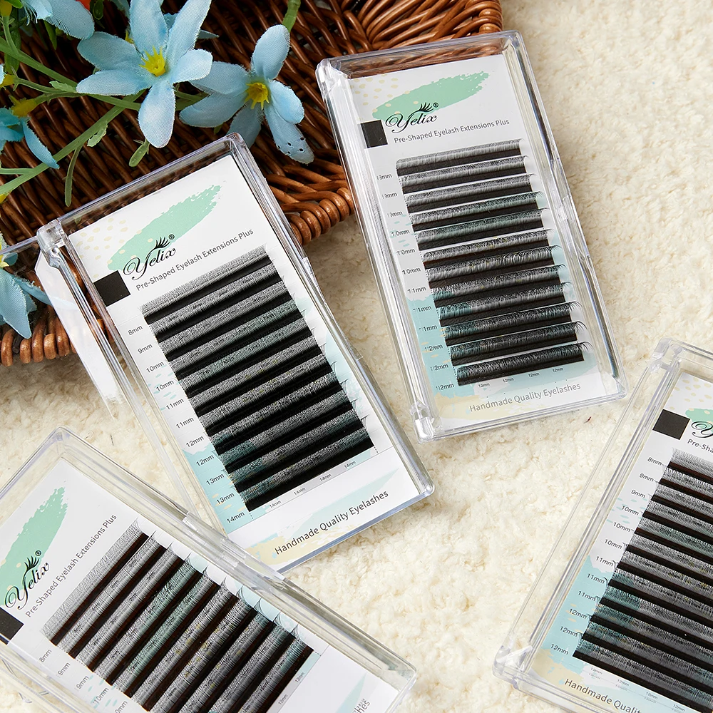 Yelix 3D Lashes Natural Soft 3D Narrow W Shape Eyelash Extension Smaller Spacing Premade Volume Lashes Brazilian Volume Lashes