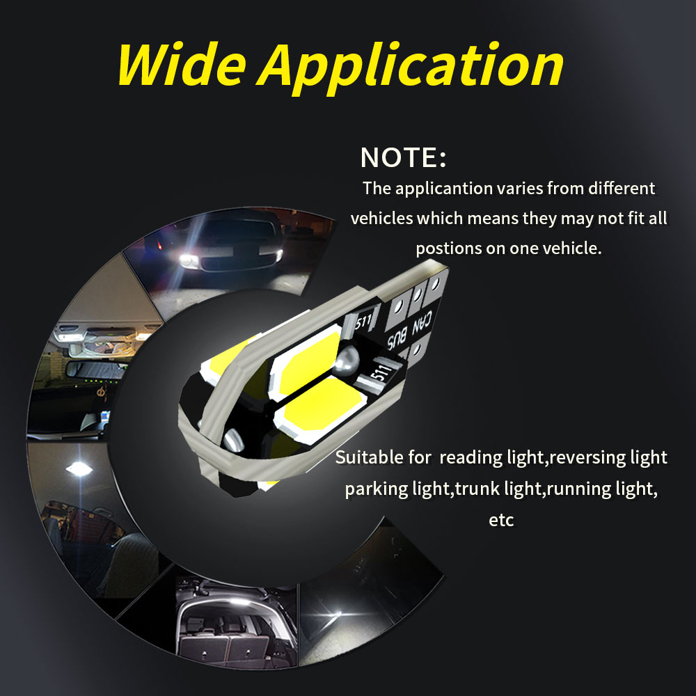 10/20 pces w5w t10 lâmpadas led canbus 5730 8smd 12v 6000k para sinal de volta do carro leitura freio tronco capô largura luzes de folga