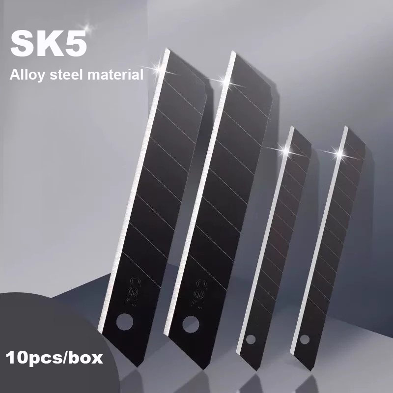 Deli 30/50/100 Stück Messerklinge 9 mm 18 mm SK5 Metallklingen für Zuhause Schulbedarf Kunsthandwerk Papierbox Schneiden Allzweckmesser Werkzeug
