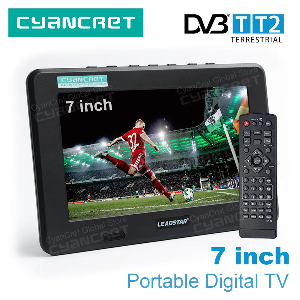 Leadstar D7 DVB-T2ทีวีขนาดพกพา TDT DTT 7นิ้วดิจิตอลอนาล็อกขนาดเล็กโทรทัศน์จอทีวีติดรถขนาดเล็กรองรับ USB TF MP4 H.265 AC3