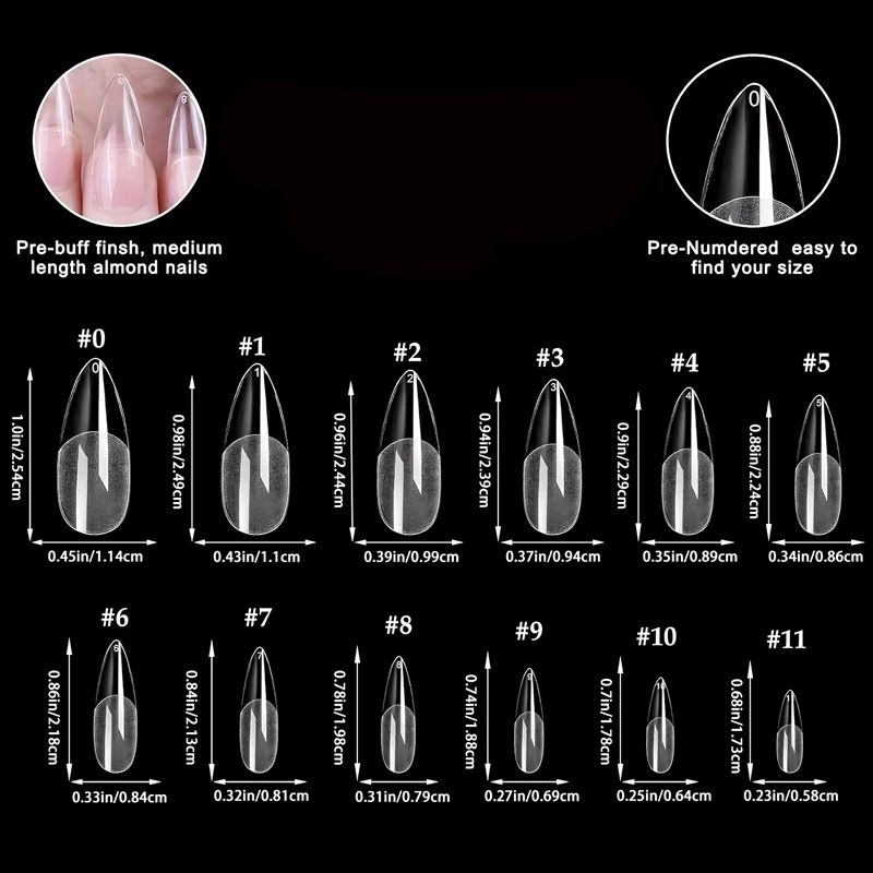 600 Uds puntas de uñas de almendra medio mate cubierta completa puntas de uñas acrílicas Gel medio uñas postizas salón de manicura hogar DIY prensa en las uñas