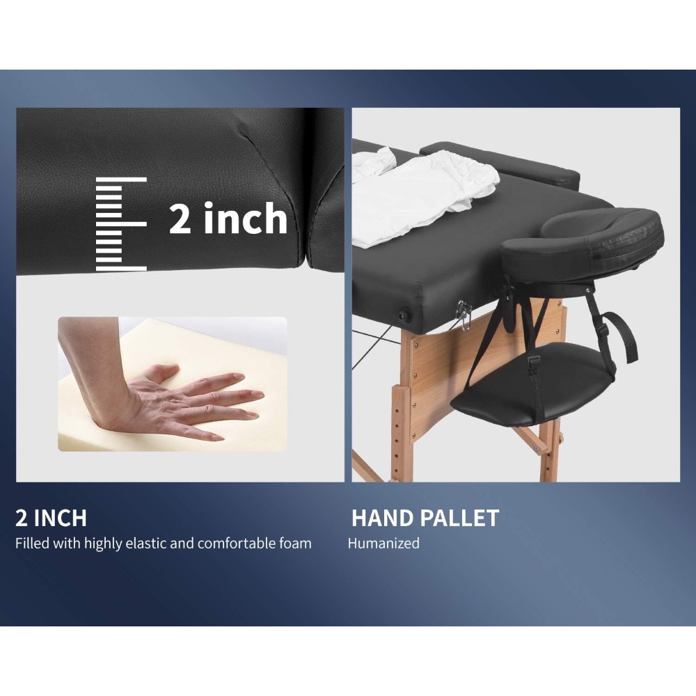 28 inch wide eyelash bed with adjustable height, 3 fold spa table with towel rack, oil bag, semi cushion, circular cushion