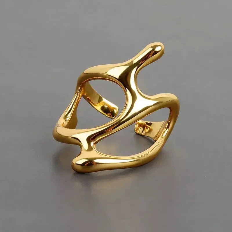 1 pezzo di anello da donna con apertura a linea irregolare geometrica minimalista retrò alla moda, adatto per ragazzi alla moda e affascinanti