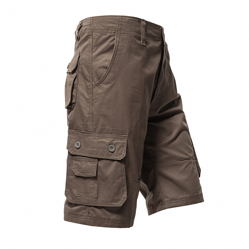 Pantalon Cargo pour hommes, short d'été classique, plusieurs poches, demi-pantalon en coton, grande taille, kaki, vert armée