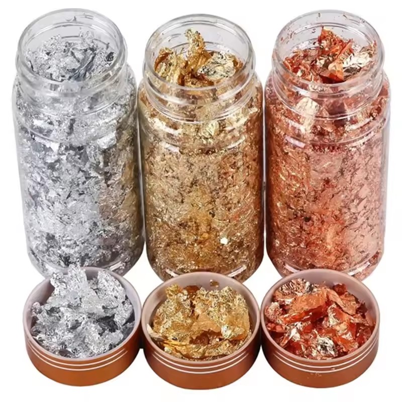 3g Gouden Zilverachtige Folie Decoratief Papier Hars Mal Vullen Hars Sieraden Maken Metallic Folie Vlokken Voor Nail Art Schilderen Craft
