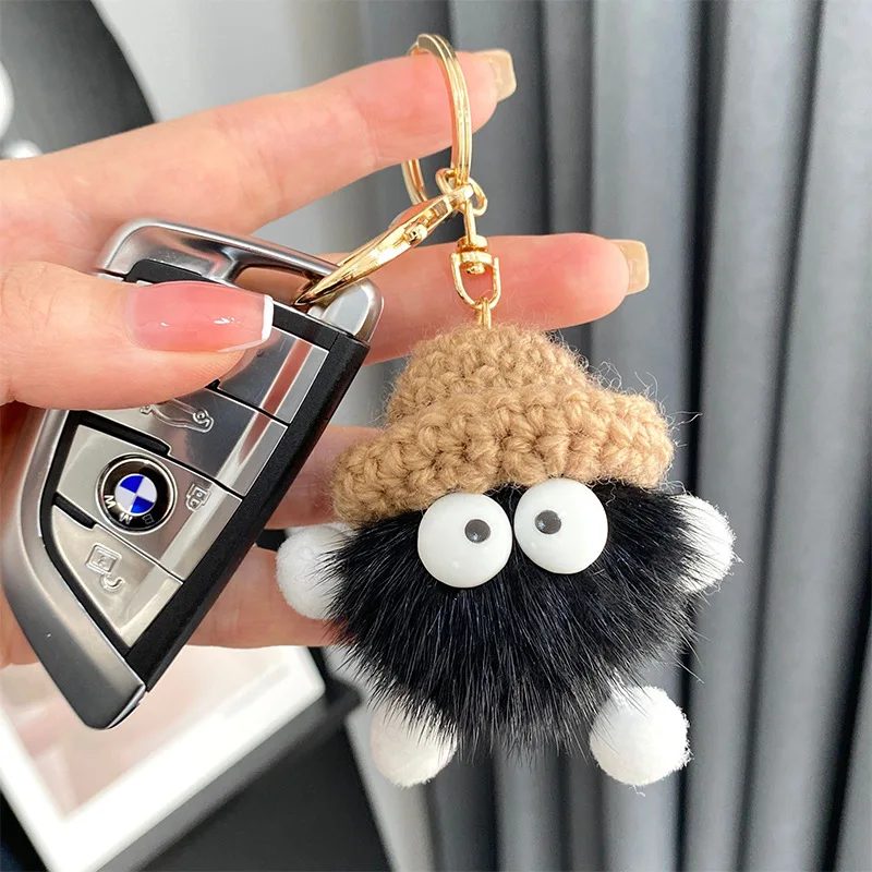 Ciondoli per borse unisex Palla di carbone Peluche Carino Kawaii Dopamina Accessori per borse alla moda Portachiavi multifunzionali Regali per coppie