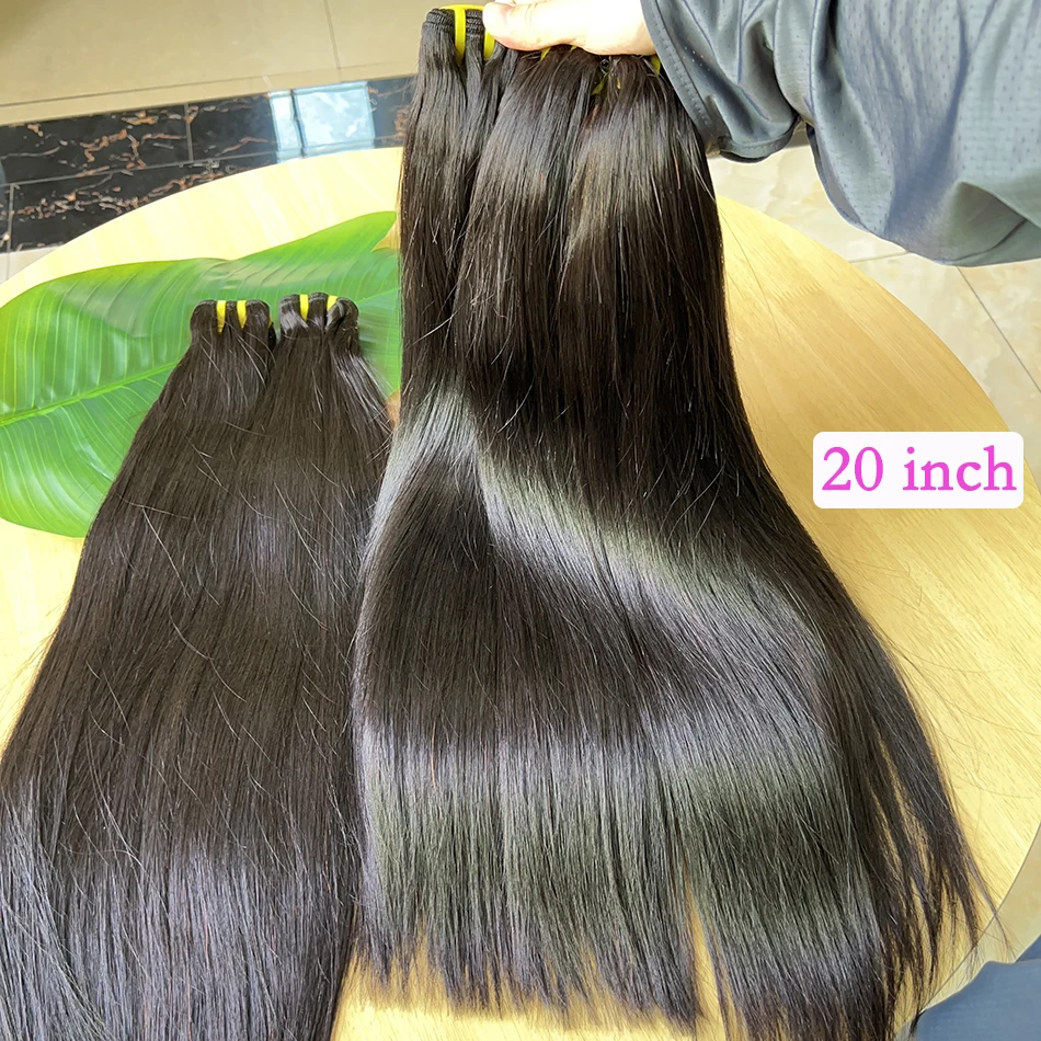 Osso reto 100% não processado feixes de cabelo humano virgem cru 10-36 polegadas extensões de tecer cabelo # 1B Cor Natural Para Mulheres