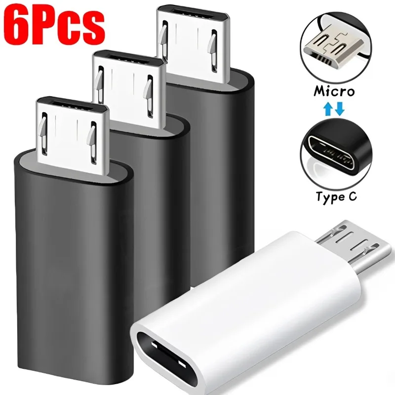Adaptador USB tipo C hembra a Micro macho, conector convertidor de cargador de USB-C para teléfono inteligente Samsung, Xiaomi, Huawei, 6-1 Uds.
