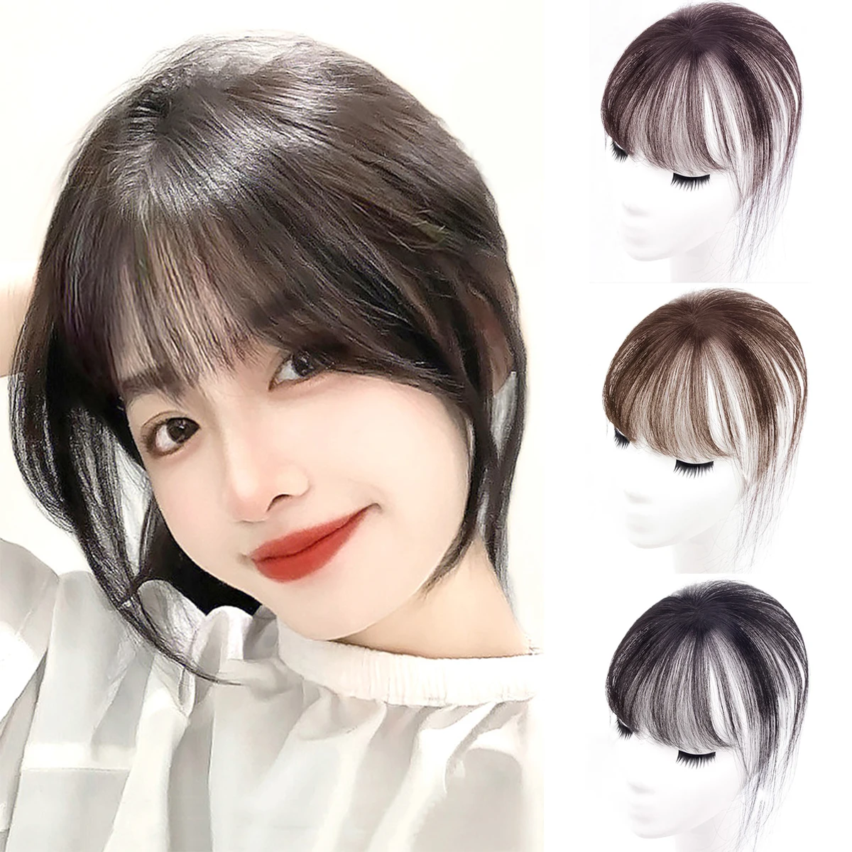 DUTRIEUX Sintético 3D Francês franja peruca reemitida franja de ar topper peruca natural curvado simulação franja para mulher