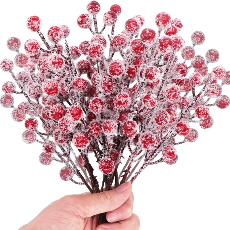 5/10 Uds decoración navideña copo de nieve rama de baya roja colgante de árbol de Navidad para decoración del hogar accesorio de regalo de Navidad Año Nuevo 2025