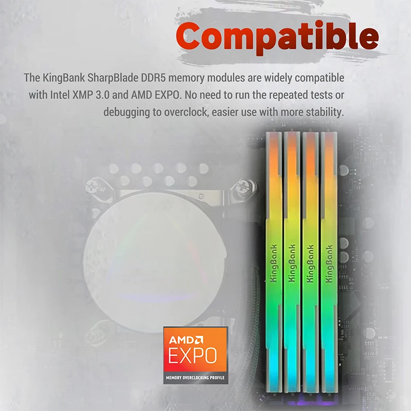 KingBank ddr5 RGB ram speicher DDR5 48GBx2 6400MHZ 96GB 48gb Hynix M sterben memoria ram ddr5 für PC desktop CL32