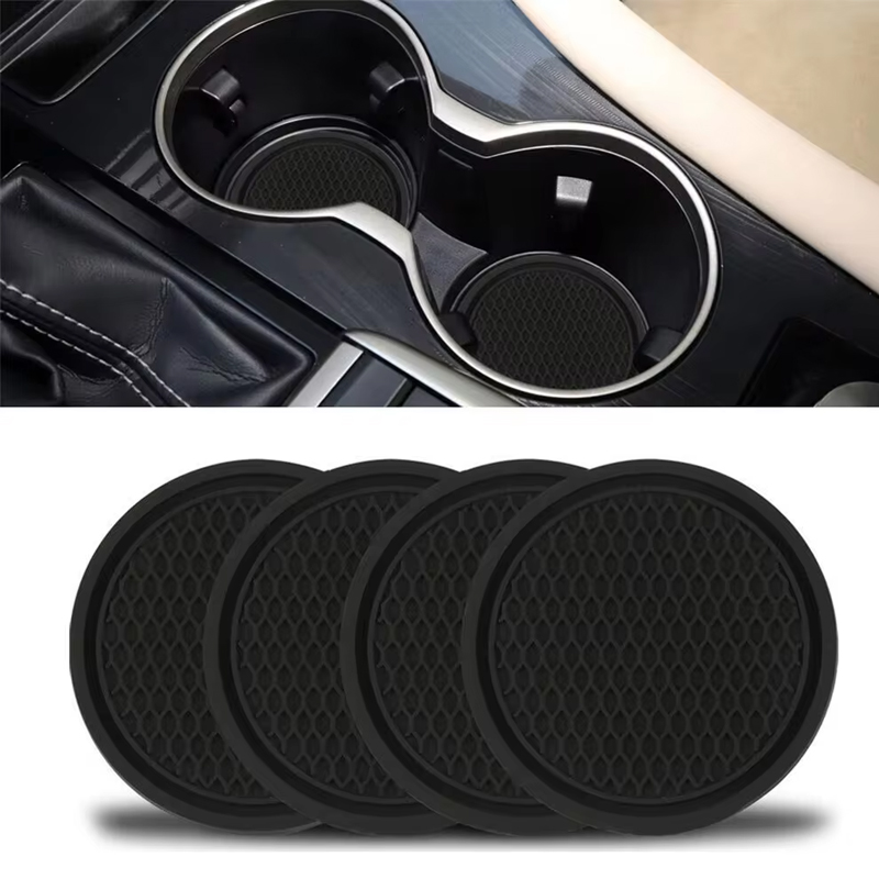 4 stks/set Nieuwe Auto Bekerhouder Antislip Siliconen Insert Coaster Mat Universele Auto Accessoires Zwart Geschikt Voor de meeste auto's