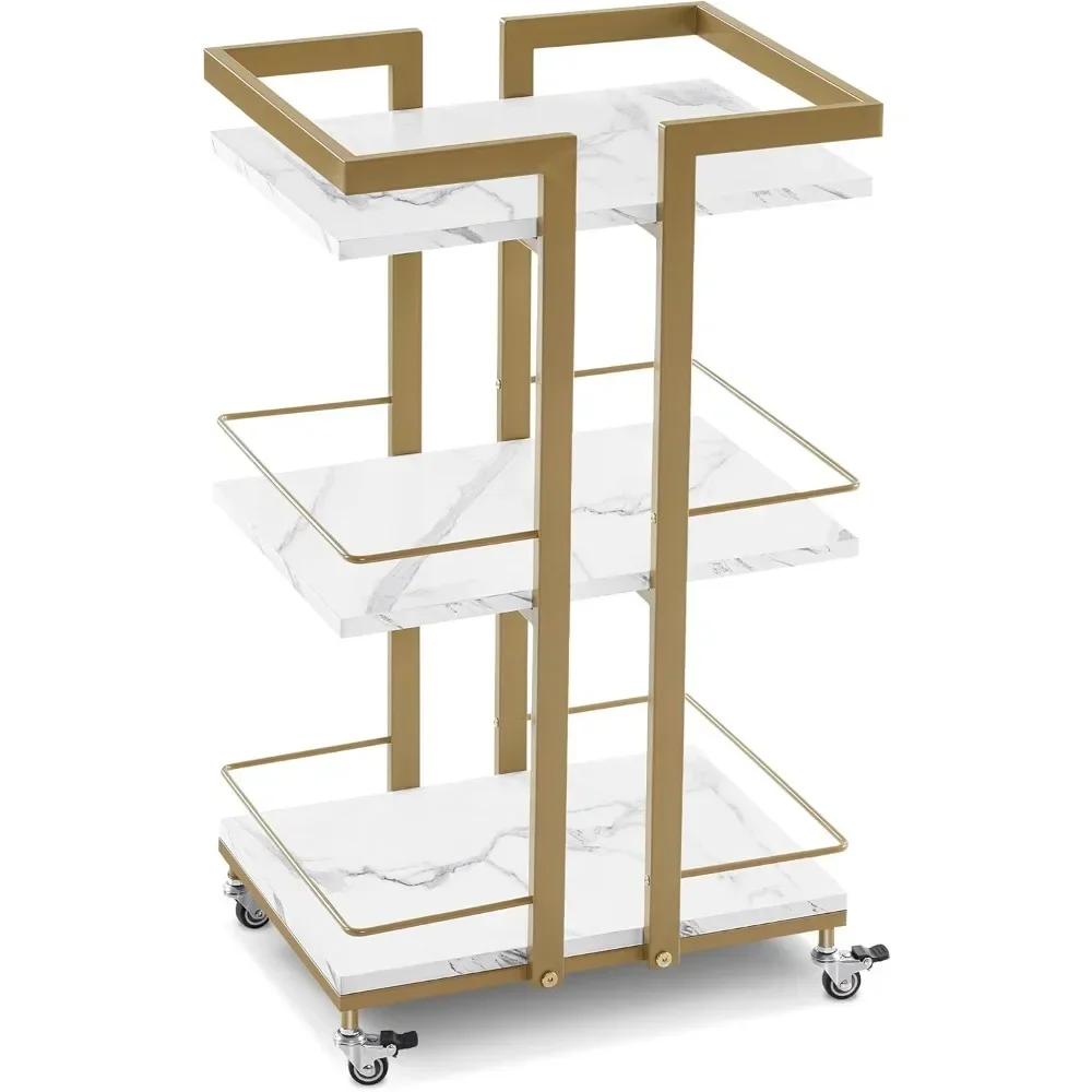 Utility Salon Trolley, Metal Storage Rolling Cart with Wheels, 3-Tier Mobile Facial Trolley, Nail Cart Organizer