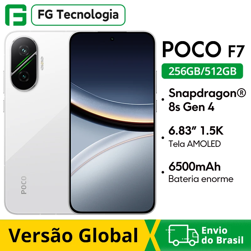 【Marca +】POCO F7 5G Snapdragon ® 8s Gen 4 NFC 6500mAh Bateria 6,83" 1,5K AMOLED 50MP Câmera OIS 90W HypeCharge Smartphone