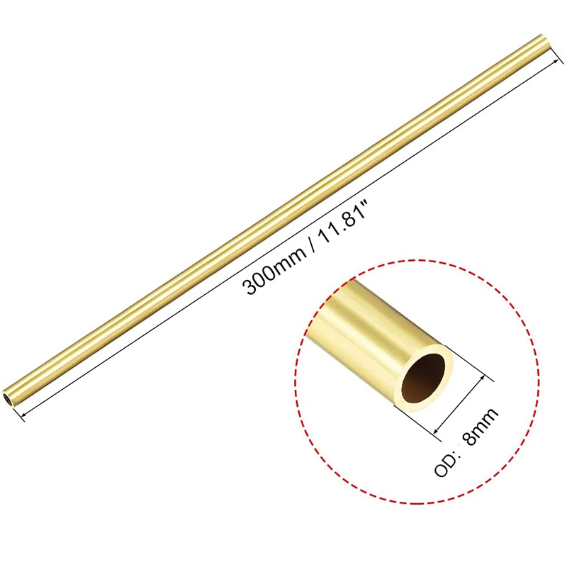 1 Uds tubo de latón DIY longitud 200mm 300mm 500mm tubo redondo de latón diámetro redondo 25/22/20/18/16/14/12/10/8/6/5/4/3/2mm