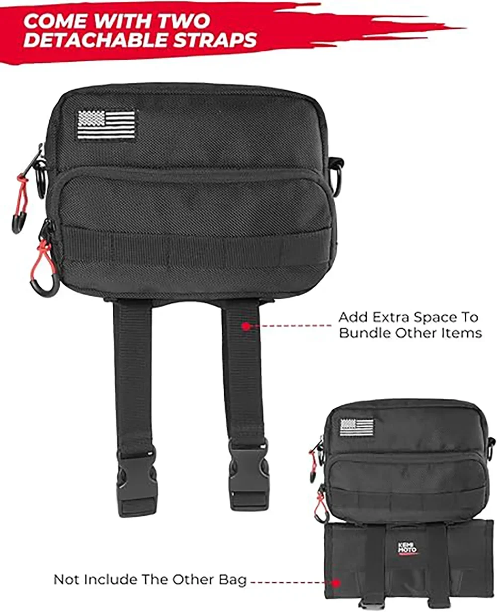 KEMIMOTO Handlebar Bag Universal Front Fork Storage Accessory Saddle Package Compatible with Cruiser Softail Dyna Sportsters