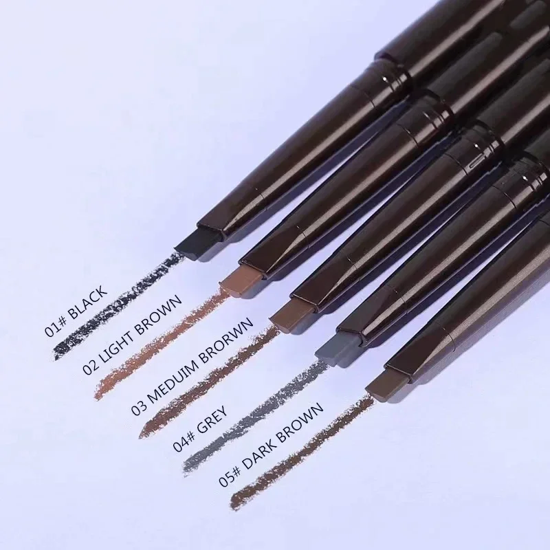 2 in 1 ดินสอเขียนคิ้วเครื่องสําอางมืออาชีพแต่งหน้าสําหรับผู้หญิง 5 สีกันน้ําดินสอเขียนคิ้วเขียนคิ้วแต่งหน้าคิ้วสี