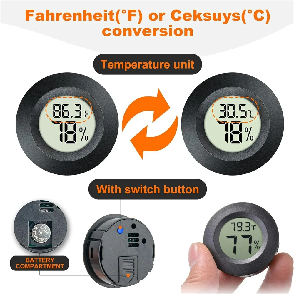 Mini igrometro elettronico circolare per temperatura Display elettronico a LED Termometro per uso domestico per interni Igrometro esterno portatile