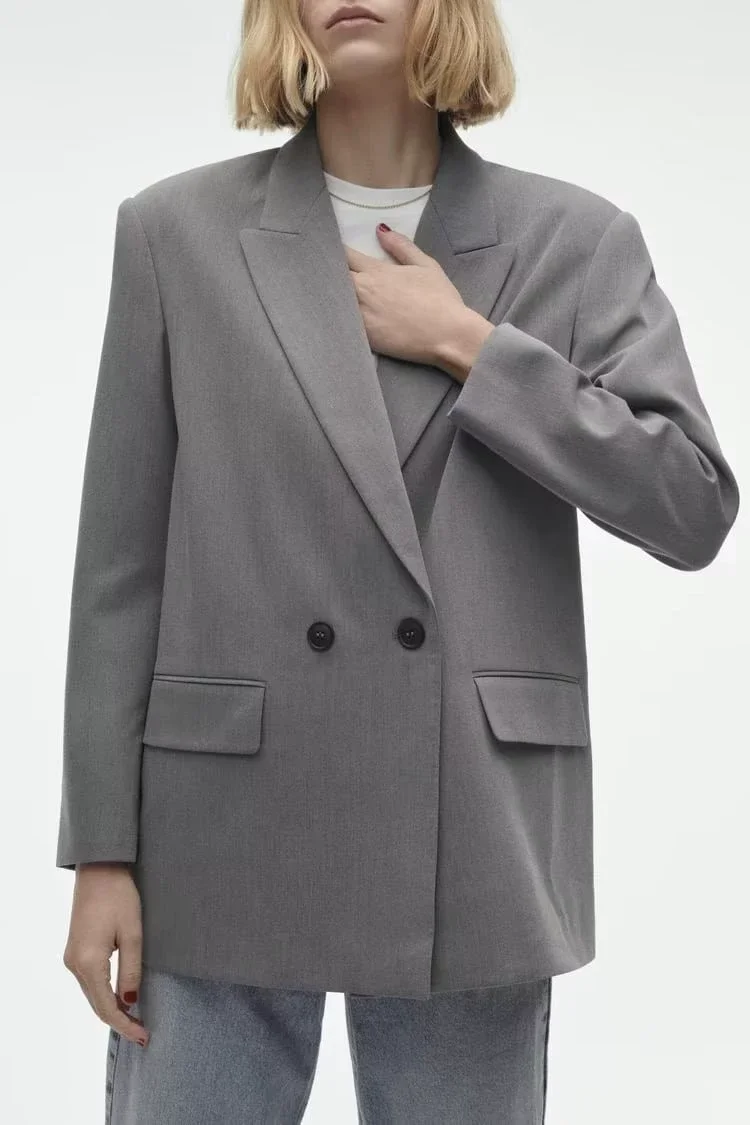 PB & ZASpring/ฤดูร้อน 2023 ใหม่เดินทางหลวมแฟชั่นชุดLapelหลวมDouble Breasted Blazer