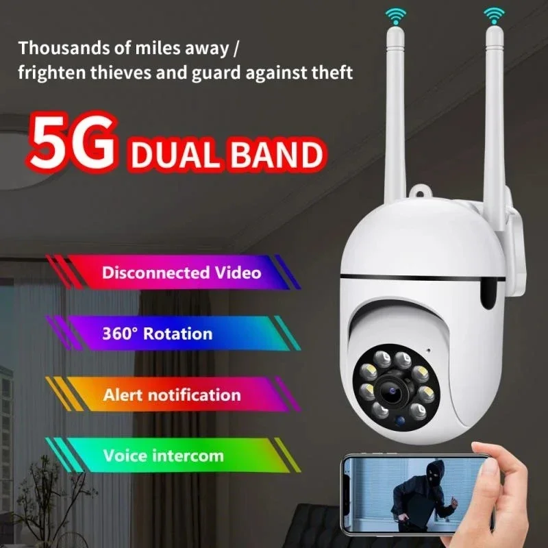 5MP Wifi ビデオ監視カメラ CCTV PTZ IP カメラスマート人間追跡 4X ズームナイトビジョンフルカラー屋外防水