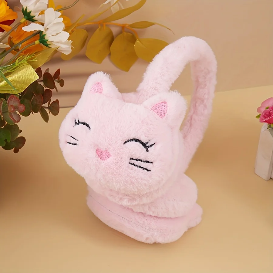 Korean Version Autumn and Winter Plush Warm Earmuffs, Plush Cute Cartoon Cat Earmuffs, Protect Ears From Cold