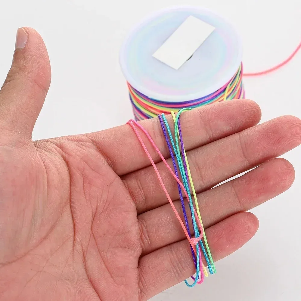 100 metros por rolo, corda de nylon de 0,8 mm, usada para fazer itens artesanais faça você mesmo como pulseiras e colares