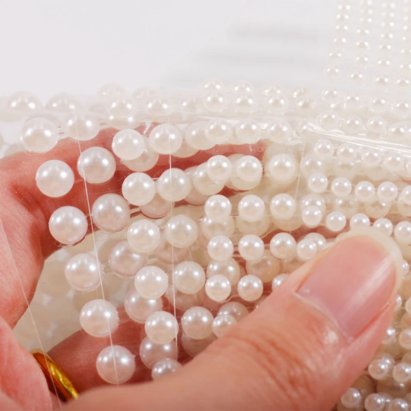 3Mm/4Mm/5Mm/6Mm 3D Mặt Ngọc Trai Ngọc Phấn Mắt Dán Tự Dính Mặt cơ Thể Lông Mày Kim Cương Dán Móng Tay Kim Cương Trang Trí