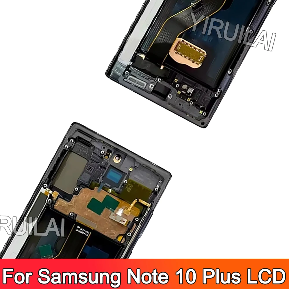 Schermo AMOLED Note 10 Plus per Samsung Galaxy Note10+ N975F Display LCD Touch Screen con cornice Supporto S Pen Impronte digitali
