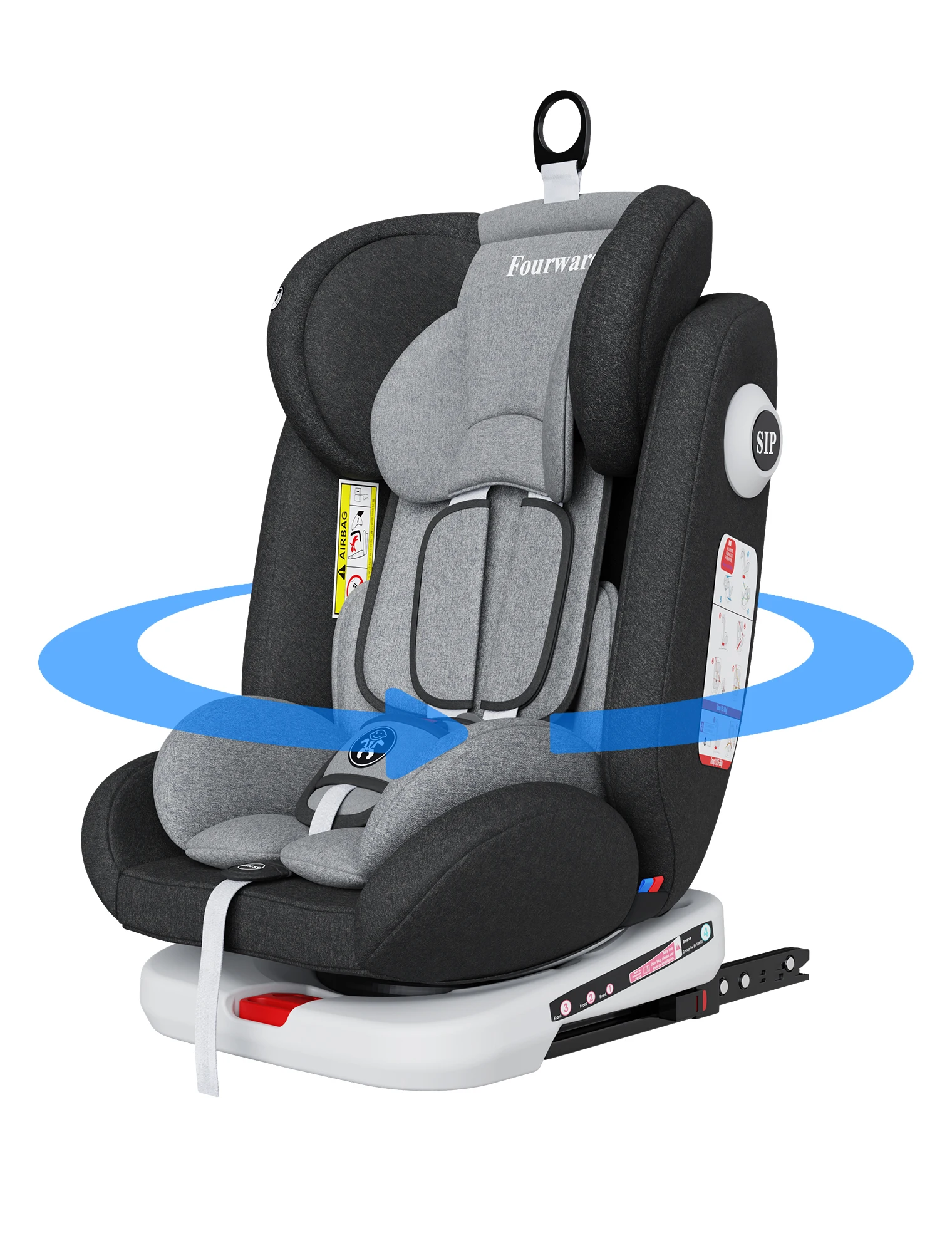 AP01 KL005 Assento de carro infantil 360 °   Cinto giratório de 5 pontos ECE ISOFIX Assento de segurança infantil 9-36kg 0 -12 anos Preto
