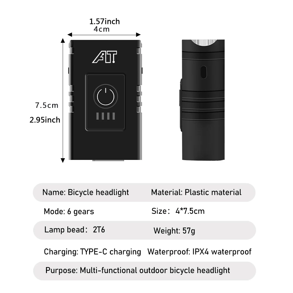 Bicycle Front Rear Light Set Chargeable Bicycle Headlight Taillight MTB Road Bike Front Tail Light Set for Night Riding Safety