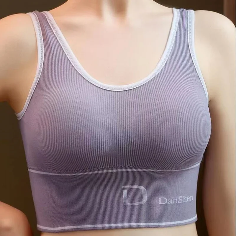 ผู้หญิงเซ็กซี่ชุดชั้นในกีฬา Bra ความยืดหยุ่นสูงลึก U-Shaped ไม่มีแหวนเหล็กโยคะ Bra Top