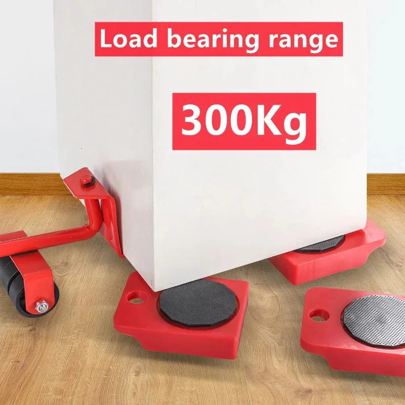 Heavy Duty Furniture Lifter & Mover Set – 4 Rollers + Wheel Bar, 360° Movement, Tool‑Free Assembly, for Sofas, Beds, Fridges