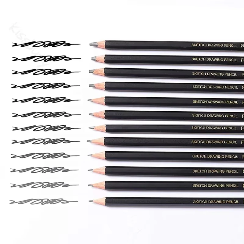 12 ชิ้น Professional วาดร่างดินสอชุดดินสอศิลปะแกรไฟต์แรเงาดินสอสําหรับผู้เริ่มต้นและศิลปิน Pro อุปกรณ์โรงเรียน