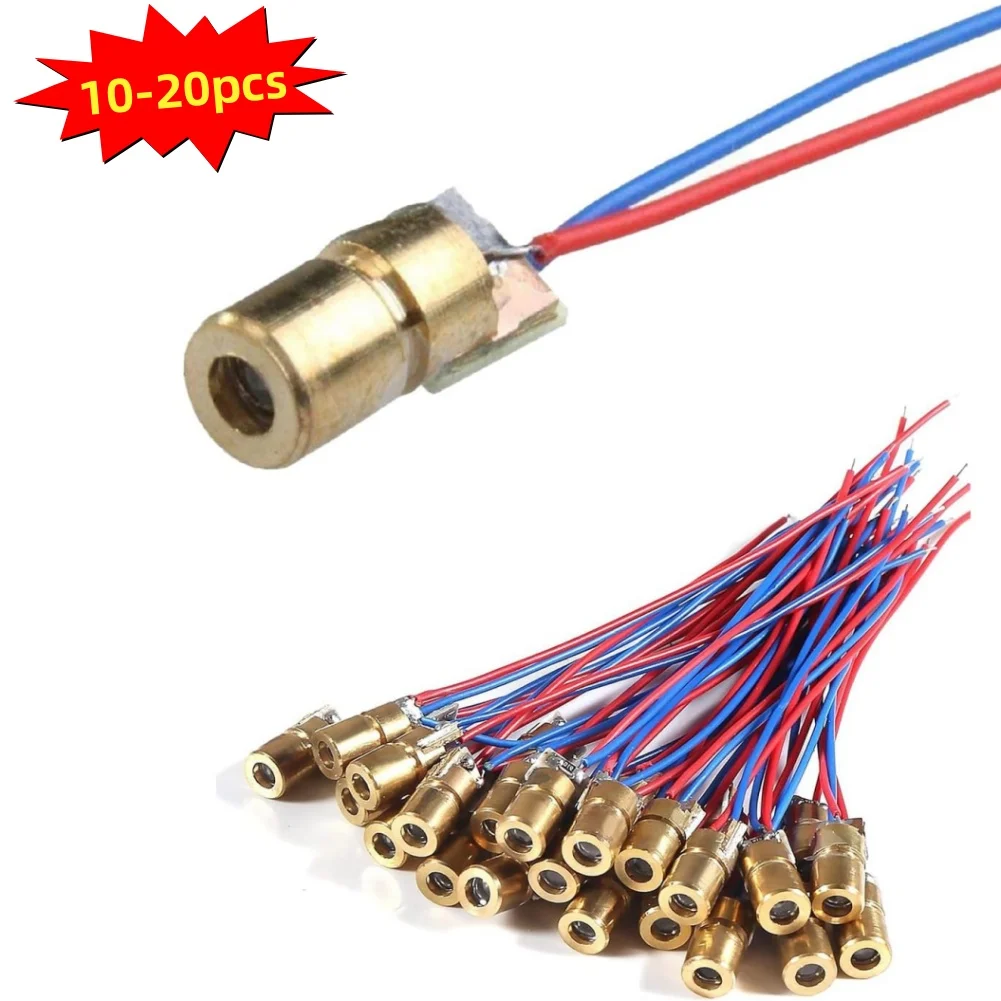 10/20 piezas Mini diodo puntero láser ajustable punto rojo circuito de diodo láser 3V/5V 5mW 650nm módulo puntero vista cabeza de cobre