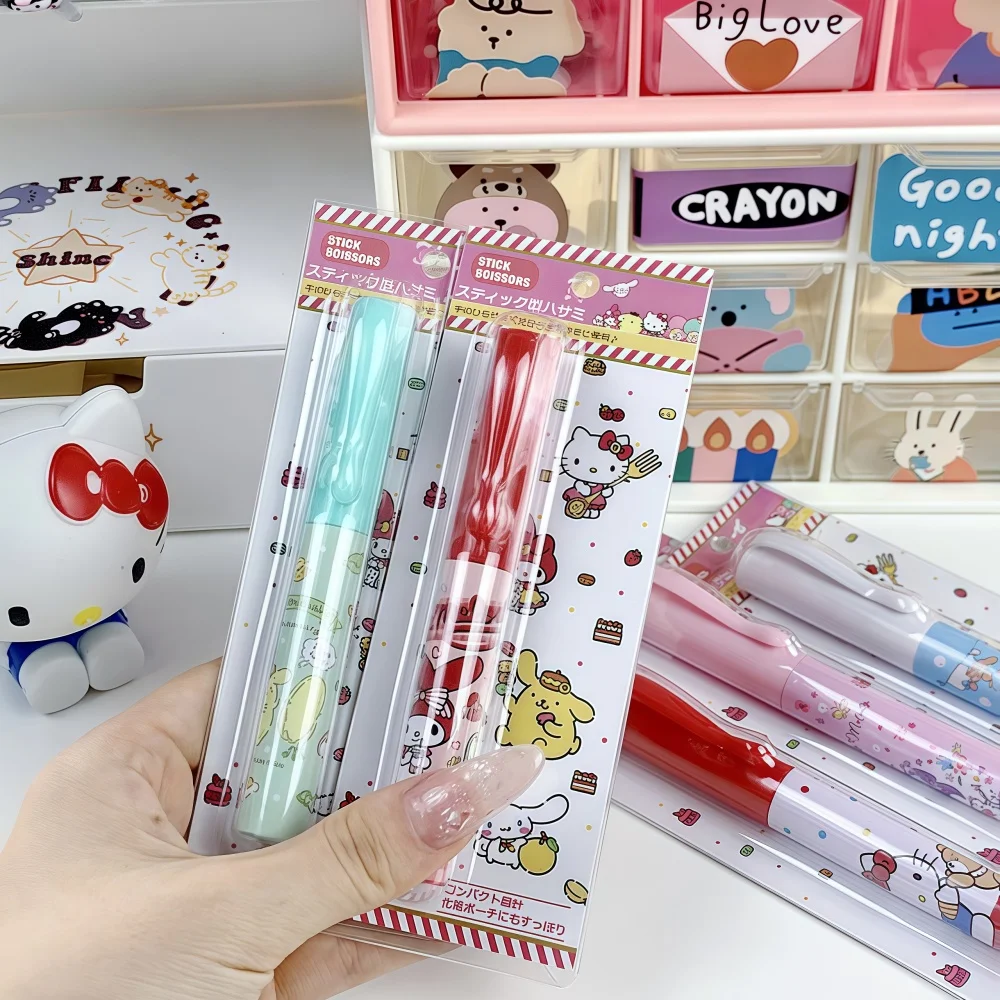 Hello Kitty Pen Style Mini Scissors Portable Safe Small Stationery for Office School Use Kawaii Character Design Pocket Sized
