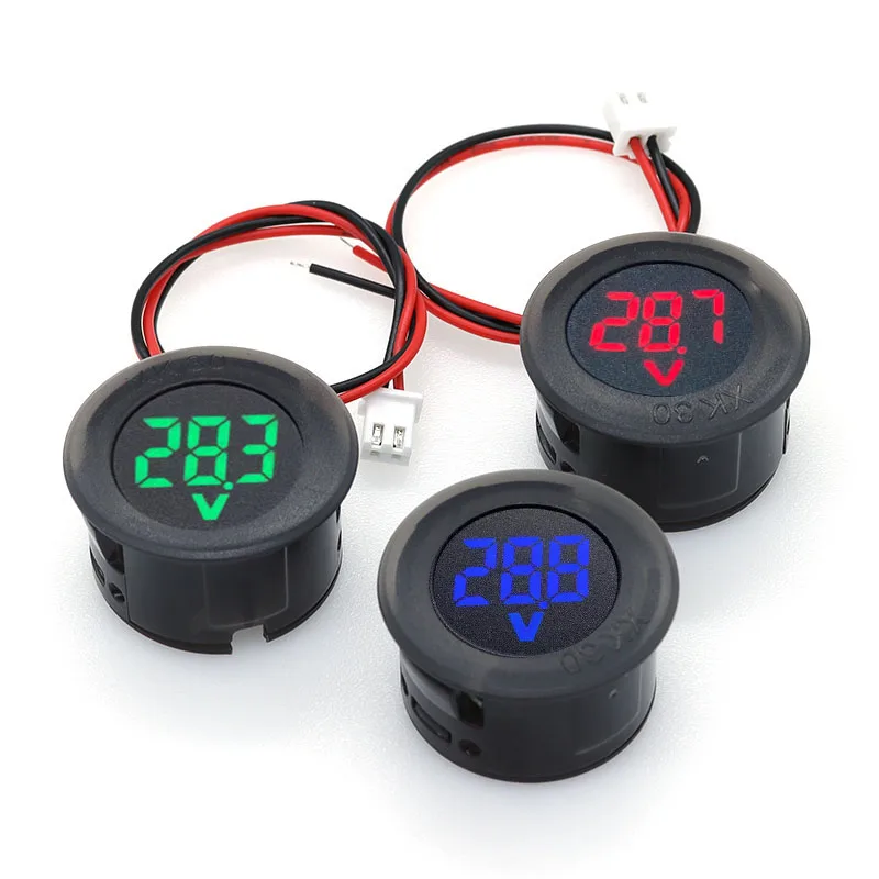 Javino DC 4-100V LED Digital Display Circular Two-wire Voltmeter DC Digital Voltmeter Head Display Reverse Connection Protection
