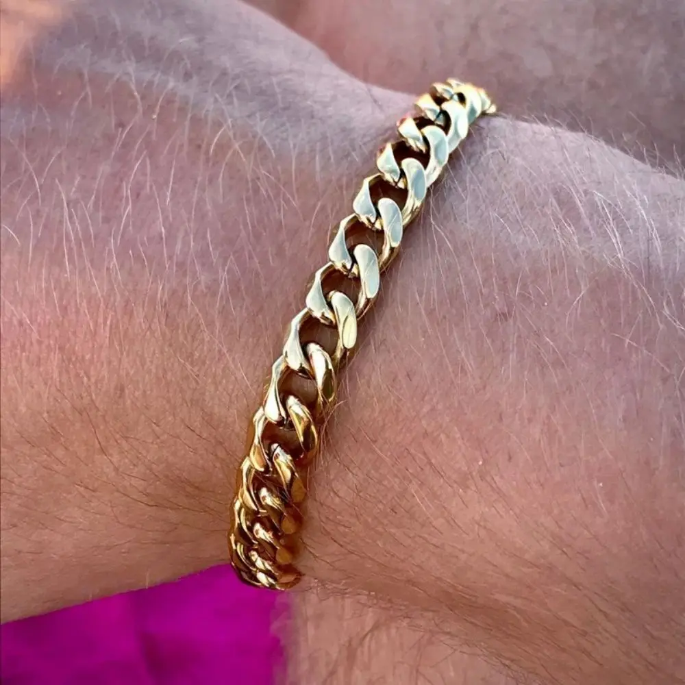 ใหม่อินเทรนด์ Cuban CHAIN สร้อยข้อมือผู้ชายคลาสสิกสแตนเลส 3 5 ความกว้าง 7 มม.สร้อยข้อมือสําหรับผู้ชายผู้หญิงเครื่องประดับของขวัญ PARTY