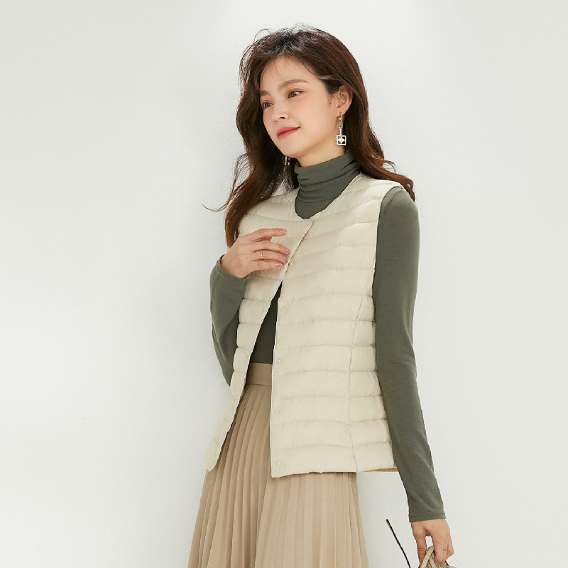 ストリートファッション女性ノースリーブベスト 90% ホワイトダックダウン女性スリム暖かいインナー超軽量パッカブルダウンライナージャケット