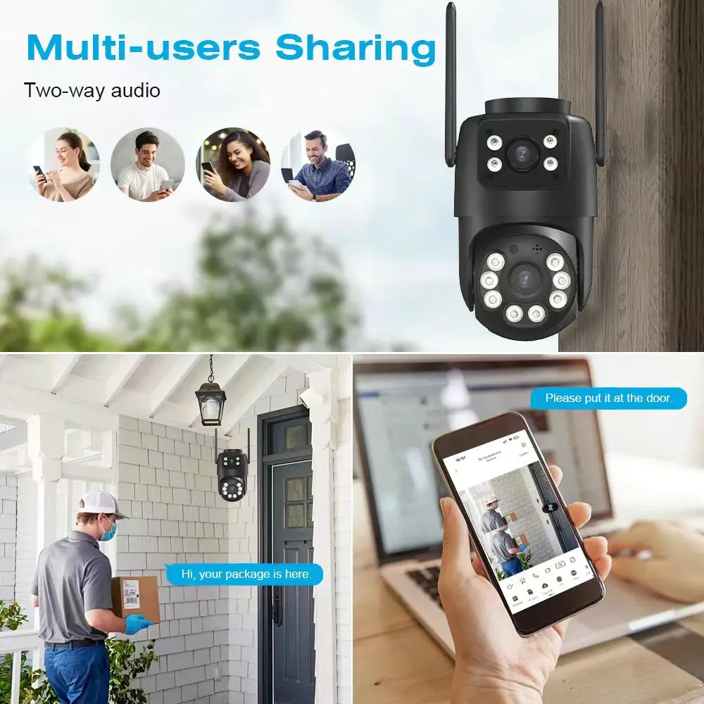 Cámara de vigilancia WiFi BELIA 4K 8MP, zoom digital 4X, cámara IP PTZ lente dual ONVIF, detección humana AI, seguridad exterior ICSEE