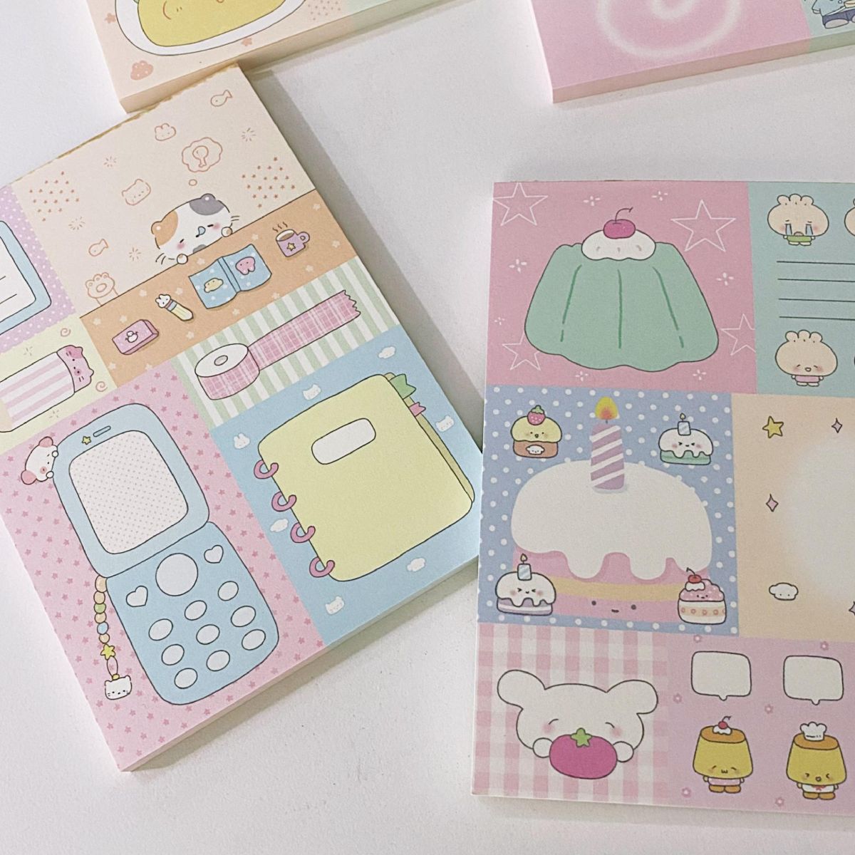 Kawaii Stationery Memo Pads 50sheets Scrapbook Material Note Paper Multifold Notes Accessory Offices Decorative Book