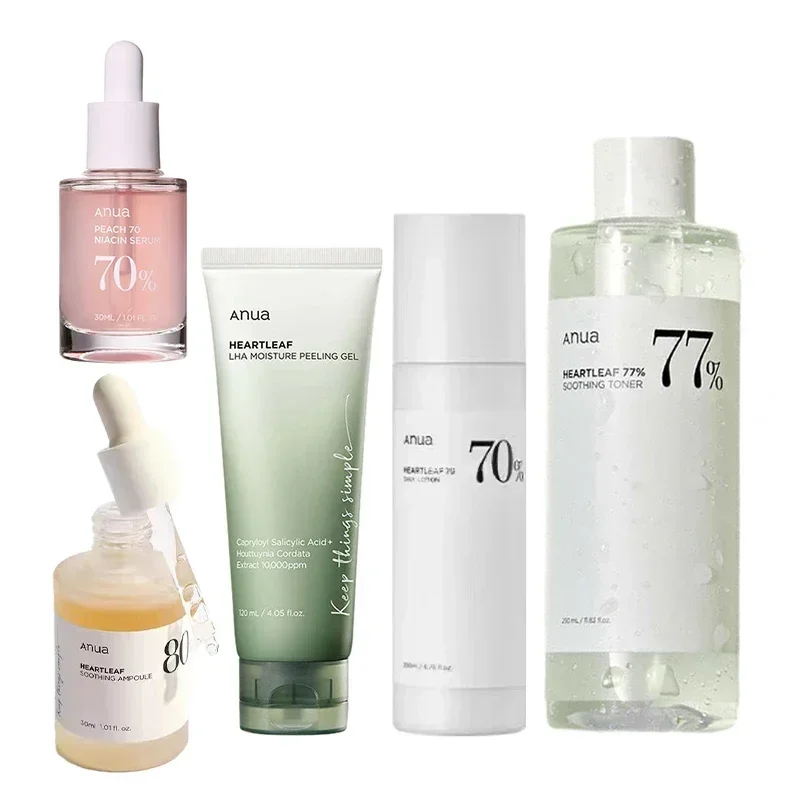 Coreano Heartletleaf Anua Essência Anti-envelhecimento Hidratante Toner Emulsão Desaparece Linhas Finas Limpeza Profunda Limpador Facial Conjunto de Cuidados com a Pele