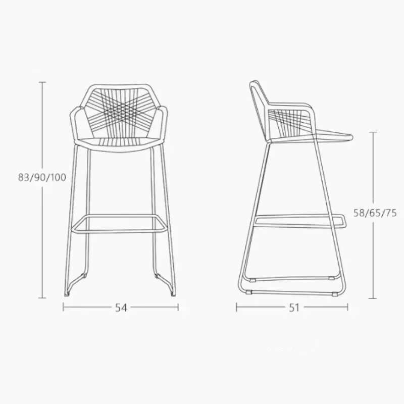 Sillas de Bar modernas de hierro forjado, taburetes altos para cocina, muebles de Bar nórdico, respaldo de ratán PP, hogar, cafetería, restaurante al aire libre, sillón