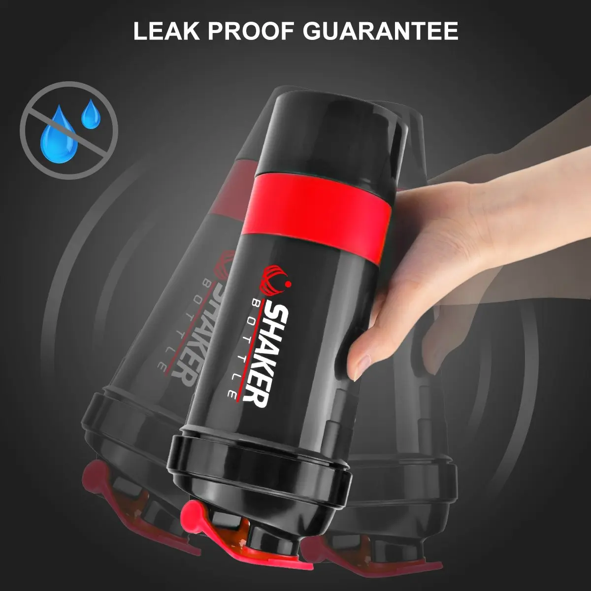 500Ml Gelaagde Eiwitfles Poederschudder Met Poeder Opslagcontainer Grote Waterfles Waterfles Met Draad Roeren Bal