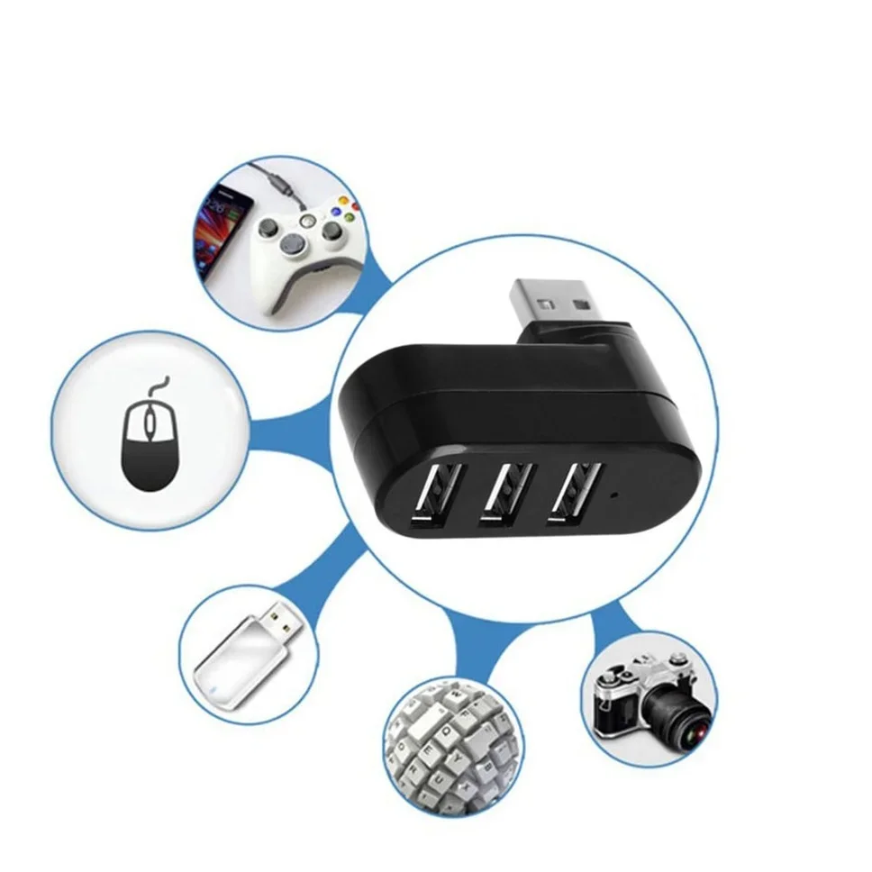 Hub USB 2,0 Hub USB 2,0 multi USB divisor Hub giratorio 3 puertos expansor múltiple divisor Mini USB 2,0 Hub accesorios de computadora