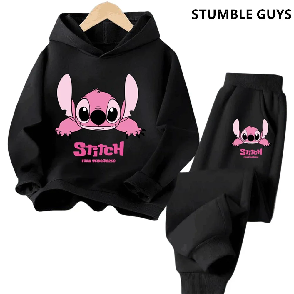Sudaderas con capucha para niños Stitch Kawaii moda pulóver sudadera Anime Trucksuit Manga dibujos animados niñas niño niños otoño ropa Casual