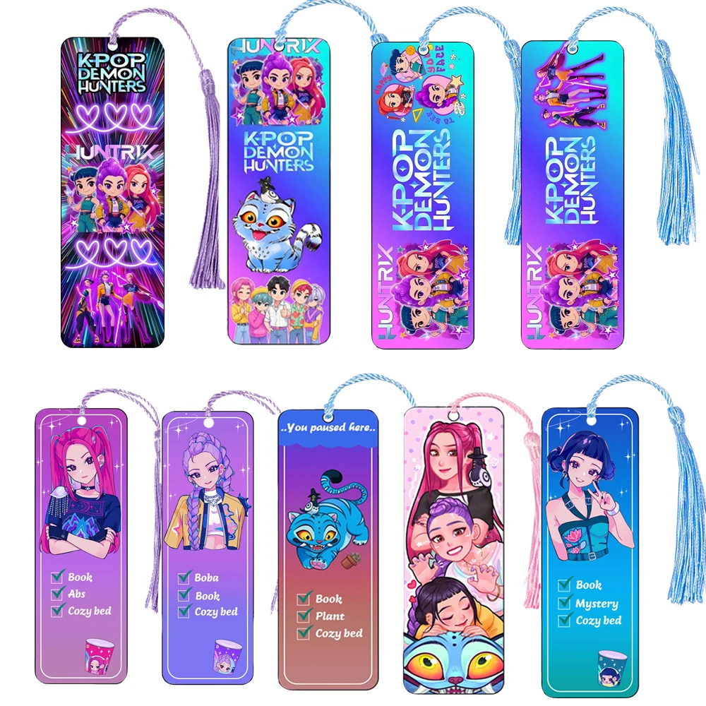 Marcapáginas de dibujos animados Kpop Demon Hunters Huntrix, papelería bonita de Anime para fanáticos de Kpop y amantes de los libros, marcadores de página de útiles escolares