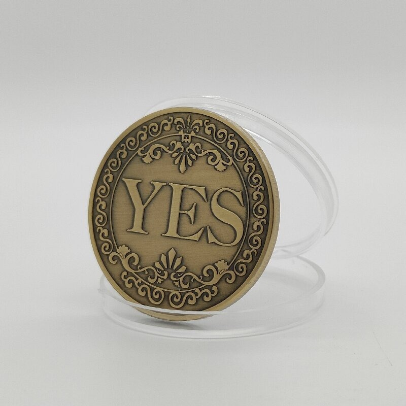 1pc bronze sim ou não moeda comemorativa lembrança moedas sem moeda jogo prop desafio moedas coleção decoração artesanato